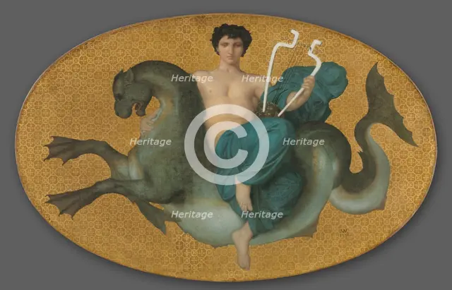 Arion on a Sea Horse and Bacchante on a Panther (pair), 1855. Creator: William Adolphe Bouguereau (French, 1825-1905).