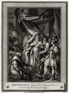 Aristodemus, being elected King of Crete, is crowned by the venerable Sages 1777. Artist: W Walker