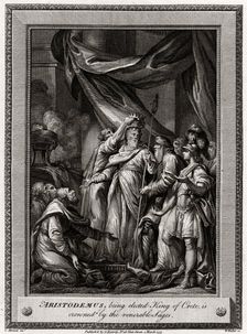Aristodemus, being elected King of Crete, is crowned by the venerable Sages 1777. Artist: W Walker