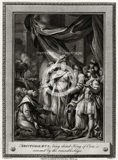 'Aristodemus, being elected King of Crete, is crowned by the venerable Sages', 1777. Artist: W Walker