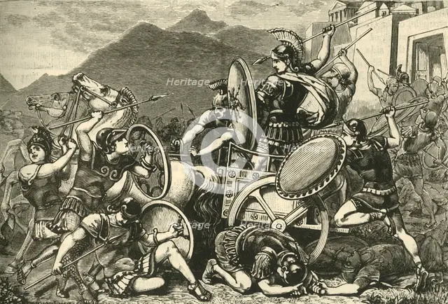'Aristomenes Fighting His Way Out of Eira', 1890.   Creator: Unknown.