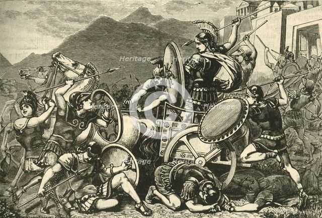 'Aristomenes Fighting His Way Out of Eira', 1890.   Creator: Unknown.