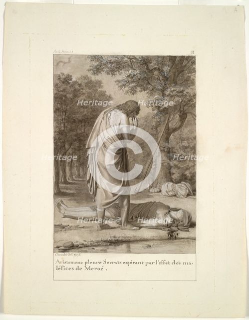 Aristomenes Mourning the Death of Socrates from the Bewitchment of Meroë..."The Golden Ass"), 1795. Creator: Antoine-Denis Chaudet (French, 1763-1810).