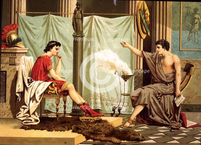 Aristotle (384-322.BC), Greek philosopher, with his pupil Alexander the Great (356-323 a.C.) chro…