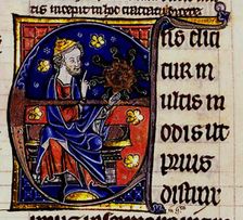 Aristotle. From: Commentarium magnum Averrois in Aristotelis De Anima libros, 13th century. Artist: Anonymous
