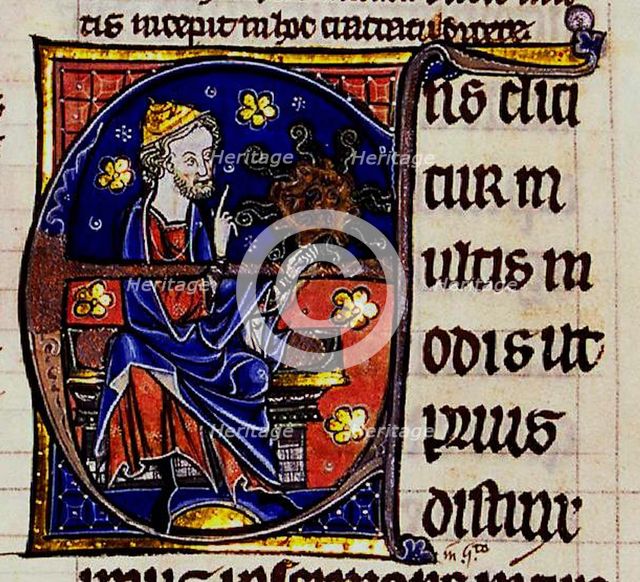 Aristotle. From: Commentarium magnum Averrois in Aristotelis De Anima libros, 13th century. Artist: Anonymous  