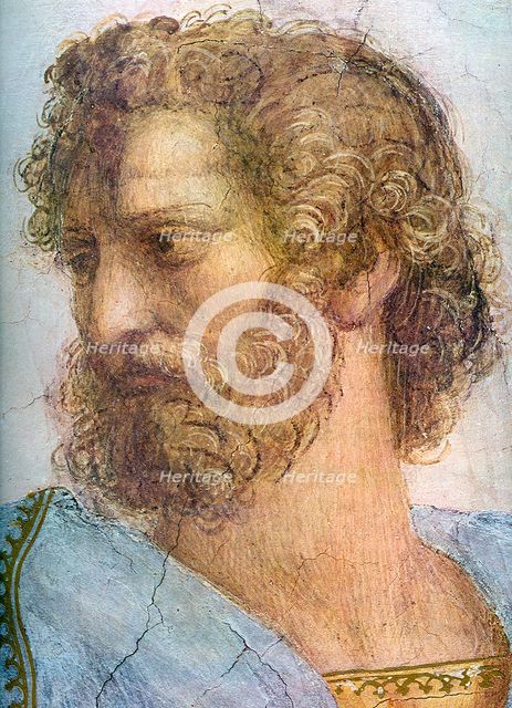 Aristotle. Stanza della Segnatura. The School of Athens (Detail), 1509-1511. Artist: Raphael (1483-1520)