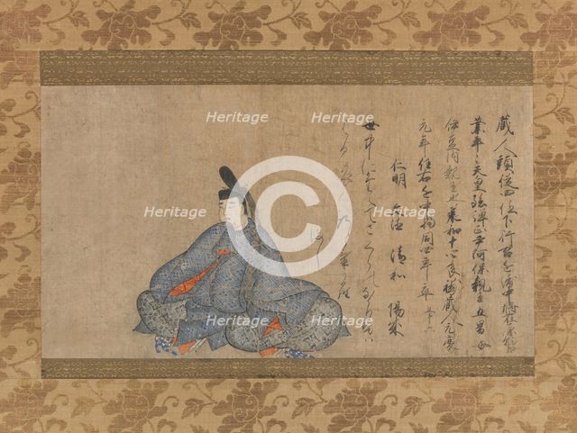 Ariwara Narihira (825-880)... Fujifusa version of Thirty-six Immortal Poets, 1st half 15th cent. Creator: Unknown.