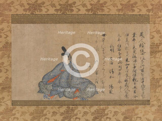 Ariwara Narihira (825-880)... Fujifusa version of Thirty-six Immortal Poets, 1st half 15th cent. Creator: Unknown.