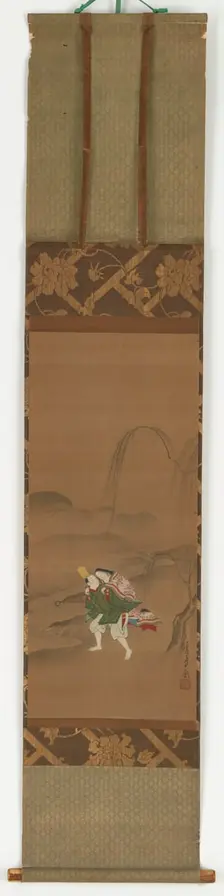 Ariwara Narihira carrying his lover, 1683-1752. Creator: Miyagawa Choshun