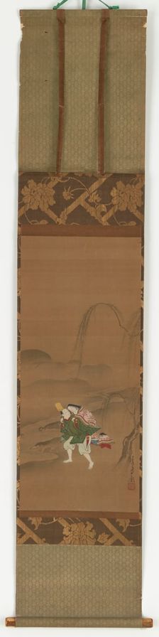 Ariwara Narihira carrying his lover, 1683-1752. Creator: Miyagawa Choshun