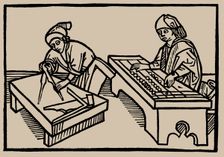 Arithmetic and Geometry. From Speculum Vitae Humanae by Rodericus Zamorensis, 1479. Creator: Anonymous