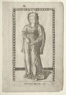 Arithmetic (from the Tarocchi, series C: Liberal Arts, #25), before 1467. Creator: Master of the E-Series Tarocchi (Italian, 15th century)