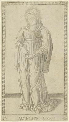 Arithmetic, plate 25 from Arts and Sciences, c.1465. Creator: Unknown