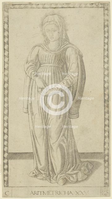Arithmetic, plate 25 from Arts and Sciences, c.1465. Creator: Unknown.