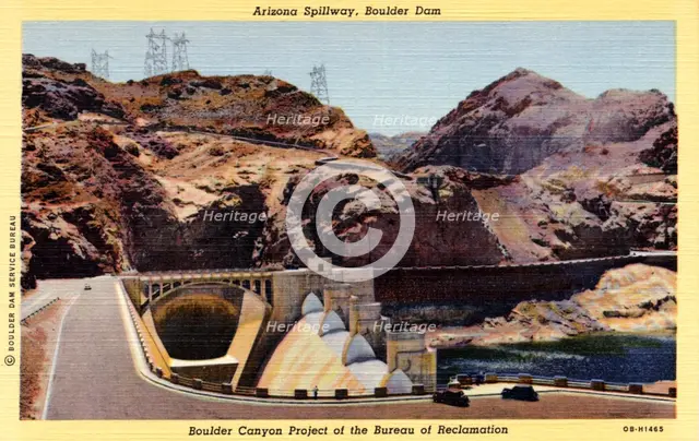 Arizona Spillway, Boulder Dam, Arizona/Nevada, USA, 1940. Artist: Unknown
