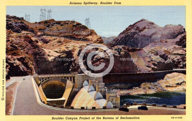 Arizona Spillway, Boulder Dam, Arizona/Nevada, USA, 1940. Artist: Unknown