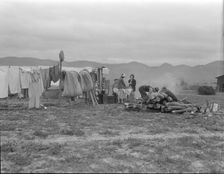 Arkansas family washing dishes, seven months in California, 1936. Creator: Dorothea Lange