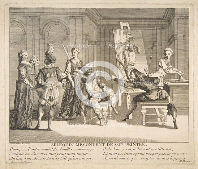 Arlequin Mecontent de Son Peintre.n.d. Creators: Claude Gillot, Jacques Gabriel Huquier.