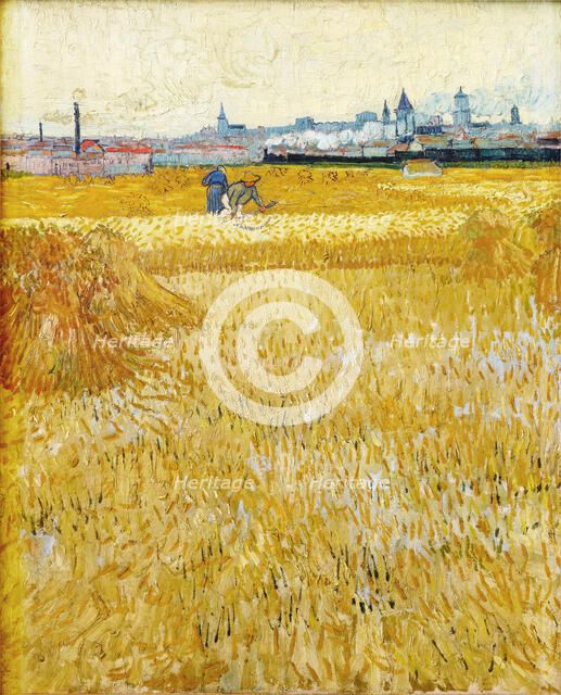 Arles: View from the Wheat Fields (The Harvesters), 1888. Creator: Gogh, Vincent, van (1853-1890).