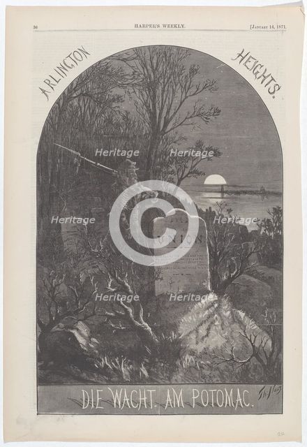 Arlington Heights. Die Wacht. Am Potomac., 1871. Creator: Thomas Nast.