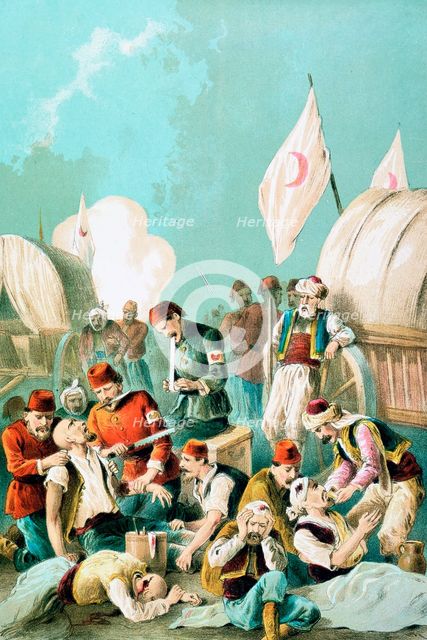 Arm being amputated without anaesthetic, Russo-Turkish War, 1877. Artist: Unknown