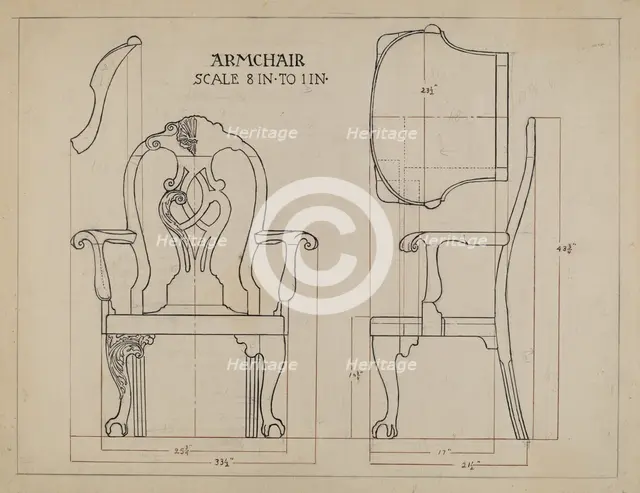 Arm Chair, 1935/1942. Creator: Elizabeth Curtis.