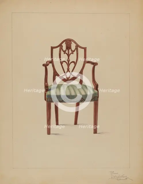 Armchair, 1935/1942. Creator: Rolland Livingstone.