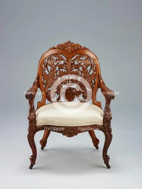 Armchair, about 1850-1860. Creator: Unknown.
