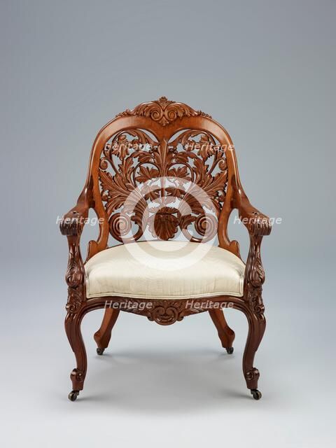 Armchair, about 1850-1860. Creator: Unknown.