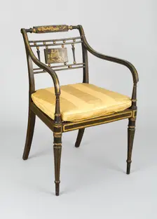 Armchair with Tablet: Putti Drawing, England, c. 1790/1800. Creator: John Gee