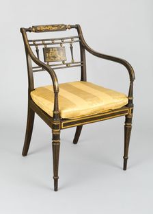 Armchair with Tablet: Putti Drawing, England, c. 1790/1800. Creator: John Gee