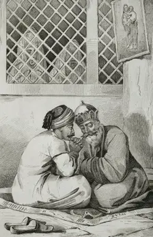 Armenian bishop confessing to a faithful, 1838. Creators: Unknown, Francois Pigeot