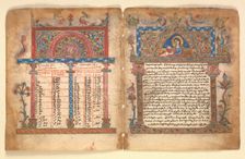 Armenian Manuscript Bifolium, Armenian, 15th century. Creator: Illuminator Minas