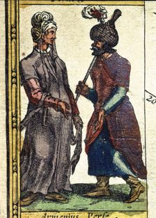 Armenians and Persians, colored engraving from the book Le Theatre du monde or Nouvel Atlas …