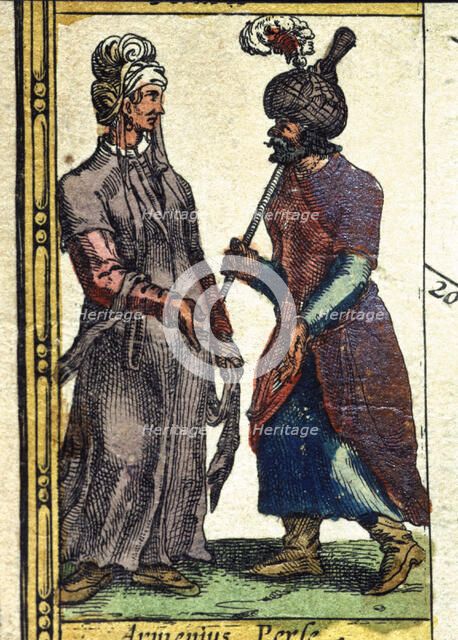 Armenians and Persians, colored engraving from the book 'Le Theatre du monde' or 'Nouvel Atlas', …