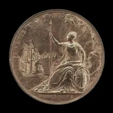 Armed Britannia Surveying Her Navies [reverse], 1667. Creator: Jan Roettiers