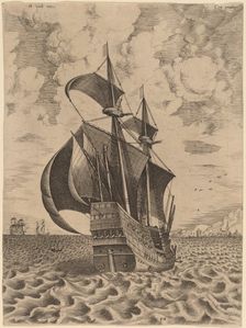 Armed Four-Master Sailing towards a Port, 1565. Creator: Frans Huys