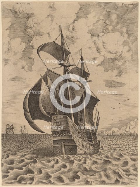 Armed Four-Master Sailing towards a Port, 1565. Creator: Frans Huys.