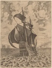 Armed Four-Master Sailing towards a Port, 1565. Creator: Frans Huys
