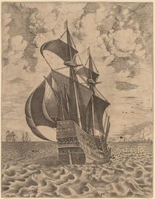 Armed Four-Master Sailing towards a Port, 1565. Creator: Frans Huys