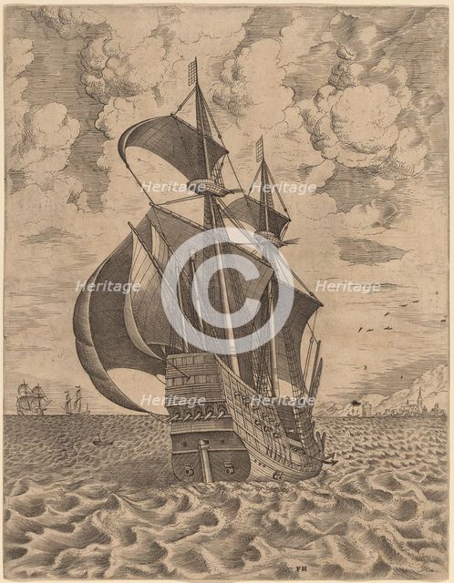 Armed Four-Master Sailing towards a Port, 1565. Creator: Frans Huys.