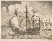 Armed Four-Master Putting Out to Sea from The Sailing Vessels, ca. 1555-56. Creator: Frans Huys
