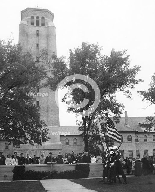 Armed Forces Day ceremonies on the parade field, Fort Sheridan, Illinois, USA, 1973. Artist: SP Parzych