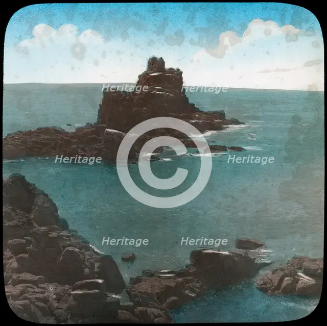 Armed Knight's Rock, Land's End, Cornwall, late 19th or early 20th century. Artist: Church Army Lantern Department