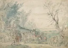 Armed horsemen at a forest edge, 1615-1635. Creator: Master of the Hermitage Sketchbook