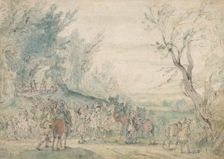 Armed horsemen at a forest edge, 1615-1635. Creator: Master of the Hermitage Sketchbook