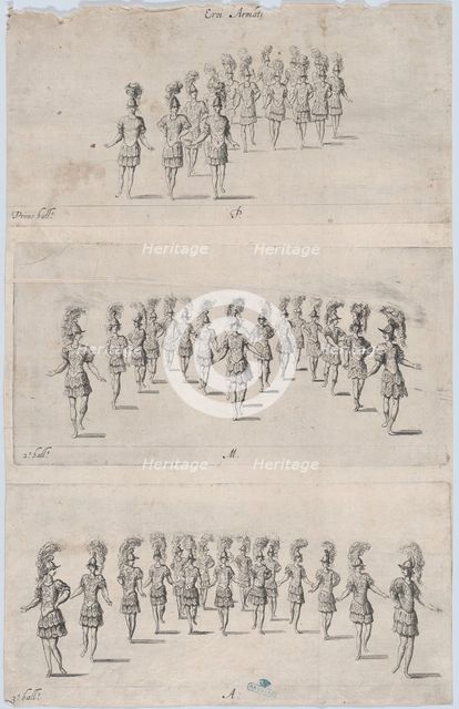 Armed heroes performing ballets, 17th century., 17th century. Creator: Anon.