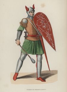 Armed infantryman, Italy, engraving, 1840