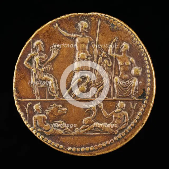 Armed Man with Other Figures [reverse]. Creator: Giovanni da Cavino.